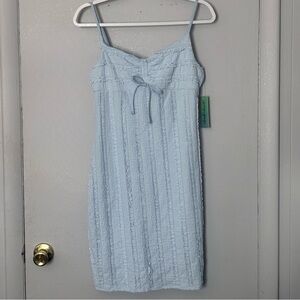 NWT Derek Heart Powder Blue sleeveless textured lace body con dress L